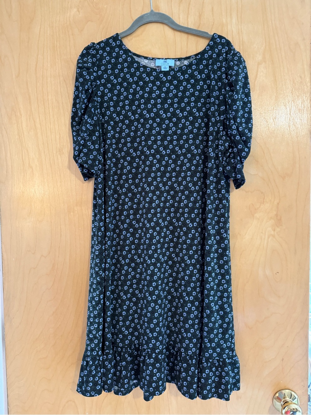 CeCe Floral Puff Sleeve Ruffle Hem Dress - XL - Picture 3 of 8